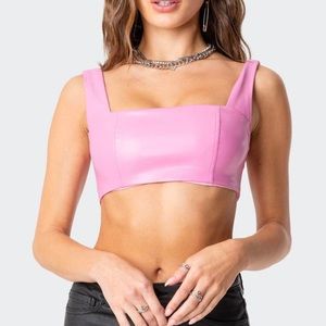 EDIKTED pink leather top, NWT, size XS